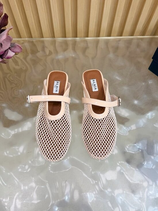 Alaia Shoes - Alaïa Nude Pink Mesh Sandals